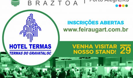 REDE TERMAS GRAVATAL - SUCESSO NA 33ª FEIRA UGART/BRAZTOA - A Rede Termas de Gravatal (Hotel Termas e Hotel Termas do Lago) comemoram o sucesso de sua estande, um dos mais visitados na 33ª Feira UGART/BRAZTOA, que terminou neste último sábado, em Porto Alegre - RS.