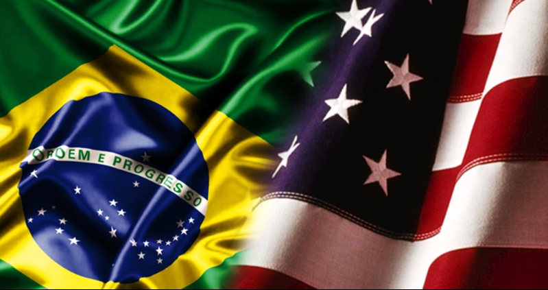 Bandeira do Brasil e EUA - Turismo on line
