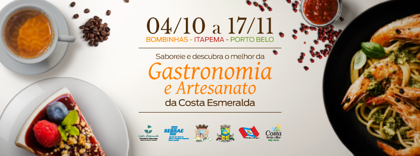Costa Esmeralda Convention e Visitors Bureau em parceria com o SEBRAE Santa Catarina e as prefeituras de Bombinhas, Itapema e Porto Belo realizará a Temporada Gastronômica da Costa Esmeralda. 